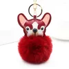 Porte-clés créatif Kawaii peluche chiot porte-clés mignon Animal pompon pendentif porte-clés pour femmes sac breloque bibelot hommes voiture anneau bijoux