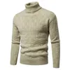 Męskie swetry Męskie jesienno-zimowe swetry Swetry Casual Dzianina Wełniany Ciepły golf Długi rękaw Jednolity