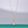 Hangende kettingen topkwaliteit mode shell vierkante ketting voor vrouwen titanium staal klassieke gouden kleur sieraden