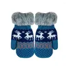 H￥rtillbeh￶r 2022 Barnmitten Winter Warm Plus Velvet Thicken Elk Christmas Gloves Sticked 3-10 Year's Children's Gift