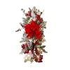 Dekorativa blommor Artificial Berry Pine Cones Wreath Art Crafts PVC Bow Christmas Garland med strängljus glödande semestergåvor hem