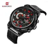 Orologi da polso NAVIFORCEC Uomo 30M Orologio sportivo impermeabile 24 ore al quarzo Cinturino nero Data automatica NF9068