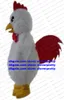 Blanc longue fourrure poulet mascotte Costume coq coq poule poussin personnage de dessin animé publicité lecteur réunion annuelle zx1585