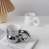 Tazas sencillas y originales para oficina, vajilla de cerámica, taza térmica de Color sólido, tazas ligeras de lujo para Navidad, caja de regalo, taza para novia