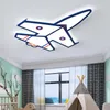 Plafondlampen creatieve vliegtuigen moderne led voor woonkamer kinderen kinderbed kantoor blauw goud afstandsbediening dimable