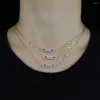 Chains High Quality Cz Paved 925 Sterling Silver Jewelry Geometric Round Dots Rectangle Bar Necklaces