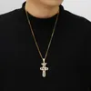 Pendant Necklaces Letter Cross Iced Out Bling Necklace Mirco Pave Prong Setting Men Women Female Male Fashion Hip Hop Jewelry BP113
