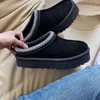 Pantoufles de bottes pour femmes châtaigne en peau de mouton fourrure de mouton diapositives classique Ultra Mini plate-forme bottes de créateur d'hiver tongs chaussures