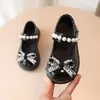 Sneakers Kids Fashion Pearl Bow Knot Pu Leather Princess Shoes For Girls Fj￤ril Baby 221018