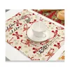 Tapis de table joyeux noël motif napperon coton lin tissu Art Western tapis décoration maison noël Santa ornement