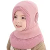 Caps Hats Winter Baby Knit Kids Beanie For Girl Boy Scarf With Cute Headset Pattern Warm Velvet Foder Cap 221020