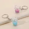 Mignon lumineux perle lait thé tasse porte-clés boisson porte-clés sac à dos pendentif porte-clés cadeau pour les femmes