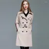 Casacos de trincheira feminina Autumn High Fashion Woman Woman Classic Double Bastted Coat Double Impermea Caneta Business Women Outerwear 1085