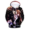 Hoodies masculinos 2023 Anime Sword Art Online 3D Homens impressos Mulheres São Moda Casual Harajuku Streetwear Opeuta