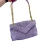 Womens Handv￤ska av h￶gsta kvalitet Purple Blue Chain Denim Bag Washed Canvas Shoulder Crossbody Bags Classic Letter Sequined Flap Designer