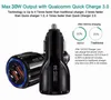 Les chargeurs de voiture portatifs QC3.0 ont mené la charge rapide 12V 3.1A double port USB pour téléphone intelligent