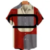 Męskie koszule 2022 3D męskie retro patchwork hawajska koszula 5xl oddychanie letnie szwy pojedynczy rząd krótkie topy