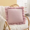 Pillow Pompom Ball Cover Vintage Yellow Ivory Pink Green Knit 43cm Zip Open Home Decoration Sofa Bed