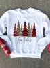 Sweats à capuche pour femmes Femmes Imprimer Plaid Belle Arbre Sweet Time Pulls Joyeux Noël Graphique Sweatshirts Bonne Année O-cou Mode Vêtements