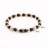 Strang JARAVVI Klassisches Design Naturstein Onyx CZ Kugel Edelstahl elastisches Armband Herren Damen Schmuck Geschenk