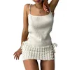 Damestanks XingQing Knust Crop Top 2022 Witte mouwloze Backless vrouwen Y2K kleding Zomer Sexy Beach Spaghetti -band Cami T -shirt