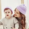 Berretti 2 Pz/set Moda Madre Figlia Berretti Colore Puro A Coste Genitore-Bambino Beanie Cappelli Neonate Ragazze Delle Donne Lavorato A Maglia