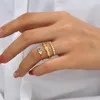 Anneaux de mariage couleur or torsion cristal Zircon bague de fiançailles pour Femme filles mode CZ ouvert Femme éternité promesse bijoux