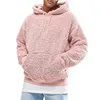 Luvtröjor herr Fuzzy Sherpa Pullover Luvtröja Enfärgad Casual Basic Cool Casual Höst Vårkläder Kläder Sweatshirts Långärmad ficka