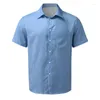Erkekler Sıradan Gömlek Erkek Giyim 2022 Yaz Yakası Kısa Kollu Düğme Erkek Çizgili Gömlek Moda Büyük Boy Camisas Para Hombre