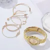 Armbanduhr 5 PCs Uhren Set Luxus Diamant Strass Quartz Watch Women Fashion Ladies für Girl Clock Relogio Feminino
