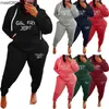 Winter Women Tracksuits letter printed Hooded Sweater Pants Suits Casual Long Sleeve Two Piece Set plus size cy99