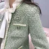 2022 Kadınlar Vintage Tasarımcı Tweed Blazer Ceket Kadın Milan Pist Tasarımcı Elbise Nedensel Uzun Kollu Üstler Giyim Takım A22
