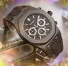 Top Brand Mens Cronometro Orologi 42mm Sub Dials Die Cinturino in gomma Calendario al quarzo tutto il crimine scansione spunta eleganti orologi da polso super carini regali di compleanno di papà