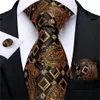 Neck Tie Set Gift Men Gold Black Striped Paisley Silk Wedding For DiBanGu Design Hanky Cufflink Quality Drop 221014