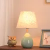 Table Lamps European Retro Ceramic Lamp Bedroom Bedside Living Room Study Lighting Modern Fabric Lampshade Desk Home Art Decor