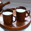 Tasses Tasse de jujube solide en bois café bière tasse en bois thé à la main avec poignée PAK5