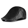 Berets Spring Autumn Winter Hat Men Real Leather Visor Cap Casual Fashion Women Beret Solid Black Peaked Flat Duckbill