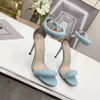 Stiletto Sandals Brief Style One Strap Sexy Heel Back Zip Leather Fashionable Comfortable 10Cm Heel For Womens Dress Wedding Shoes