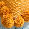 Pillow Pompom Ball Cover Vintage Yellow Ivory Pink Green Knit 43cm Zip Open Home Decoration Sofa Bed