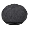 Berets VOBOOM Women Men Men Woollen Sboy Cap 8 Paneel Country Baker Boy Ivy Flat Beret Hats Tweed Boina 111