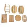 Soap Dishes Stripe Hollow Soap Boxes Natural Bamboo Draining Soaps Dish Storage Supplies For Shower Room