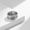 Modischer Herren-Edelstahlring, Punk, Retro-Pirat, Wikinger-Runen, matt gebürsteter Ring, Herren- und Damenschmuck