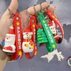 Chaves de Natal estereoscópicos de plástico macio Papai Noel Pingente de Christmas Key Ring Small Gifts Wholesale