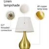 Lampes de table lumière nordique luxe laiton lampe corps tissu abat-jour bureau pour salle d'étude chambre chevet bureau décor E27 ampoules