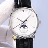 41 mm Master Ultra Thin 1363540 Automatische Herrenuhr Phases Moon Graues Zifferblatt Q1363540 Stahlgehäuse Schwarzes Lederarmband Uhren HelloWatch E199A7