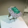 Cluster Rings 2022 Delicate Super Flash Emerald Paraiba Couple Ring For Women Vintage Full Diamond Wedding Engagement Party Gift Jewelry