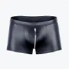 Underpants Men Sexy Open Crotch Faux Leather Short Pants For Sex Underwear Bodycon Zipper Crotchless Patent Fetish Boxer Underpant