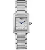 Fashion Classic Women's Quartz Watch 25mm fyrkantig urtavla bokstavligen inlagd diamantskala vattentät safir glas silver rostfritt stål tankserie klocka