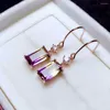 Boucles d'oreilles pendantes Ametrine naturelle Gemstone Drop Real 925 Silver Fashion Fine Charm Jewelry For Women