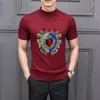 Erkekler Tişörtleri Modaya Tasarım Elmas Parlak Şık Örgü T-Shirt Erkek Kazak Yüksek Kaliteli Kaşmir Kısa Kollu